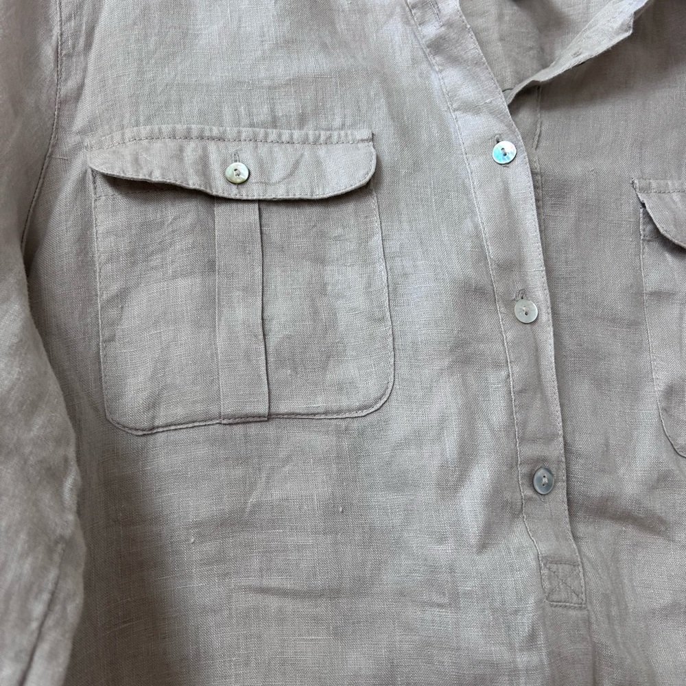 Jones NY 100% Linen Popover Tunic. 1/2 sleeves. Cargo inspired. Coastal. Beach. - Picture 2 of 12